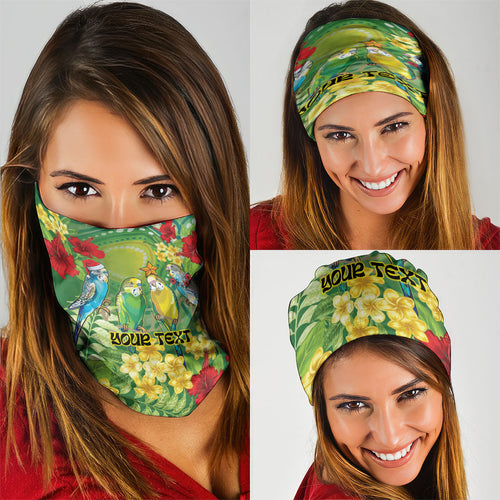 Australia Budgerigars Parakeets Personalised Neck Gaiter Cute Budgies Santa Tropical Flowers