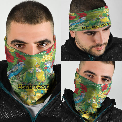 Australia Budgerigars Parakeets Personalised Neck Gaiter Cute Budgies Santa Tropical Flowers
