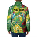 Australia Budgerigars Parakeets Personalised Padded Jacket Cute Budgies Santa Tropical Flowers
