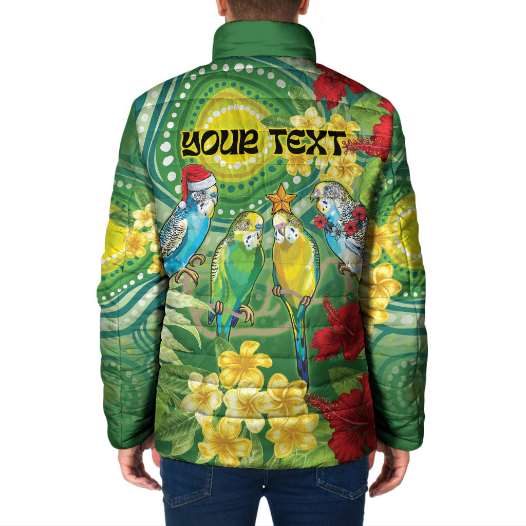 Australia Budgerigars Parakeets Personalised Padded Jacket Cute Budgies Santa Tropical Flowers