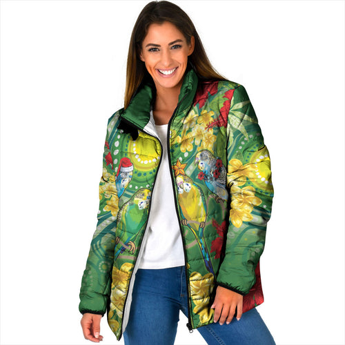 Australia Budgerigars Parakeets Personalised Padded Jacket Cute Budgies Santa Tropical Flowers