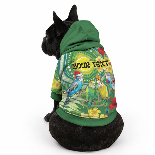 Australia Budgerigars Parakeets Personalised Pet Hoodie Cute Budgies Santa Tropical Flowers