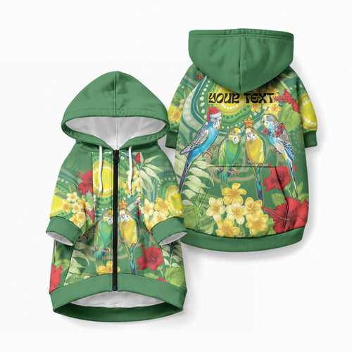Australia Budgerigars Parakeets Personalised Pet Hoodie Cute Budgies Santa Tropical Flowers