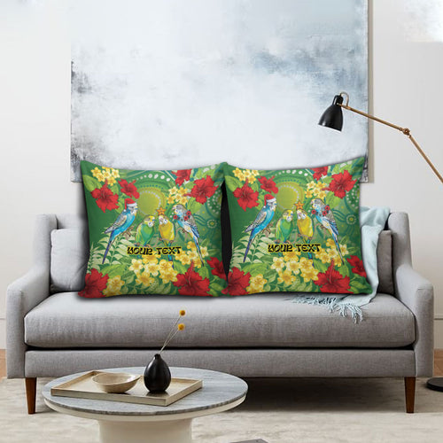 Australia Budgerigars Parakeets Personalised Pillow Cover Cute Budgies Santa Tropical Flowers