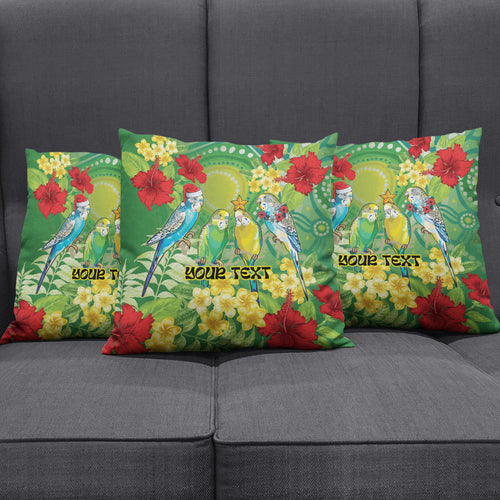 Australia Budgerigars Parakeets Personalised Pillow Cover Cute Budgies Santa Tropical Flowers