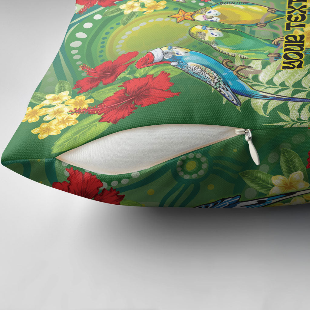 Australia Budgerigars Parakeets Personalised Pillow Cover Cute Budgies Santa Tropical Flowers