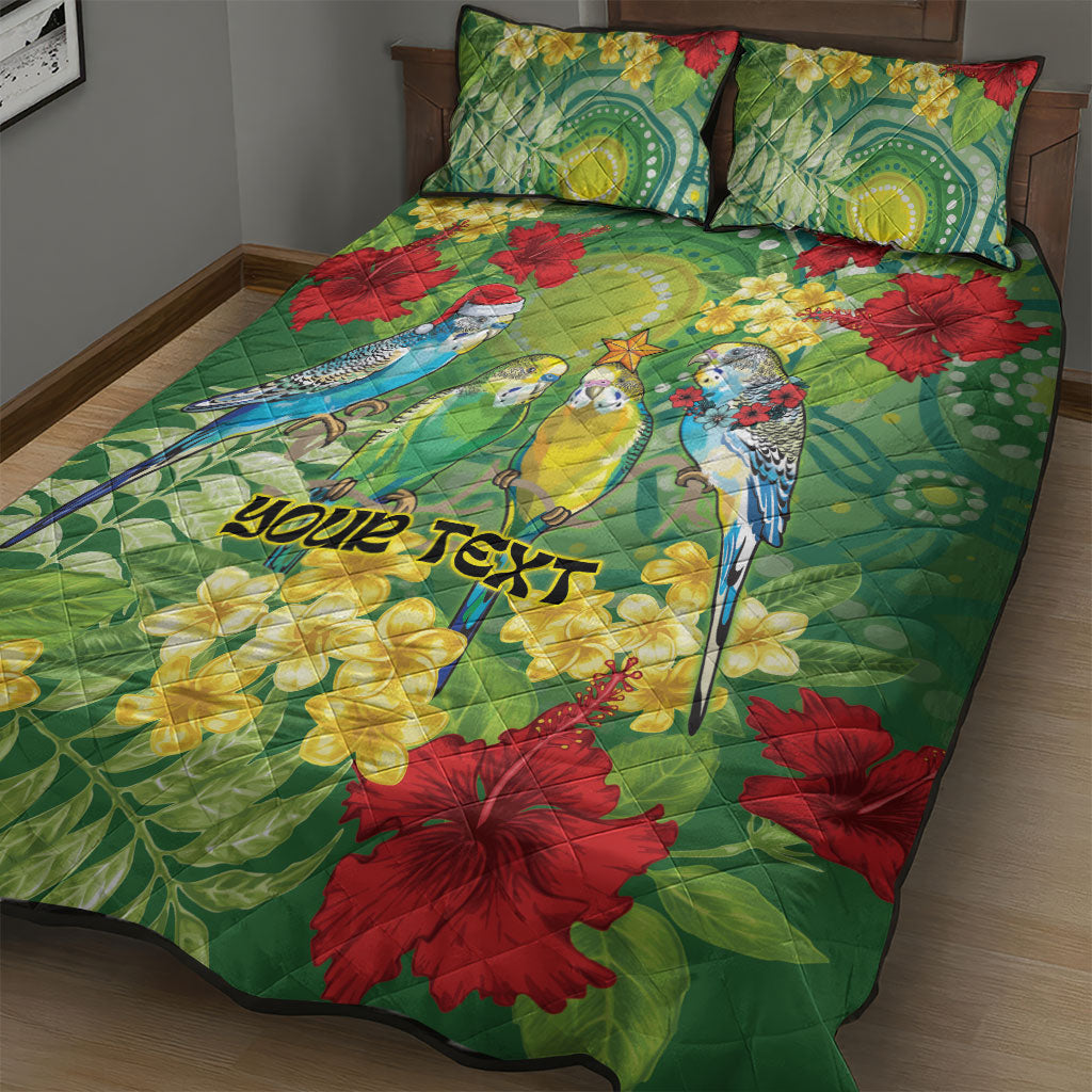 Australia Budgerigars Parakeets Personalised Quilt Bed Set Cute Budgies Santa Tropical Flowers