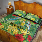 Australia Budgerigars Parakeets Personalised Quilt Bed Set Cute Budgies Santa Tropical Flowers