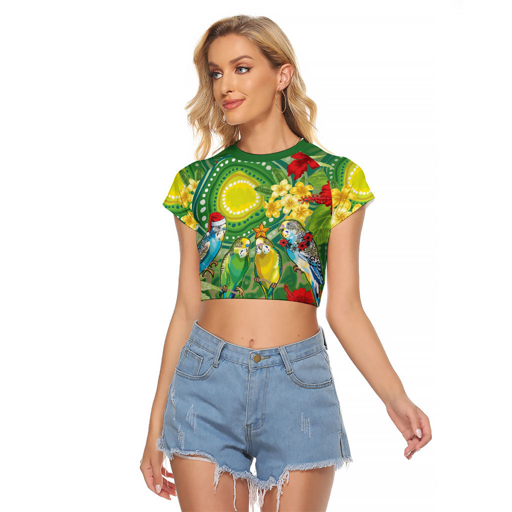 Australia Budgerigars Parakeets Personalised Raglan Cropped T Shirt Cute Budgies Santa Tropical Flowers