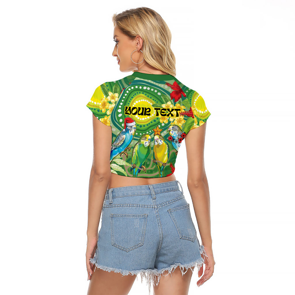 Australia Budgerigars Parakeets Personalised Raglan Cropped T Shirt Cute Budgies Santa Tropical Flowers
