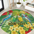 Australia Budgerigars Parakeets Personalised Round Carpet Cute Budgies Santa Tropical Flowers