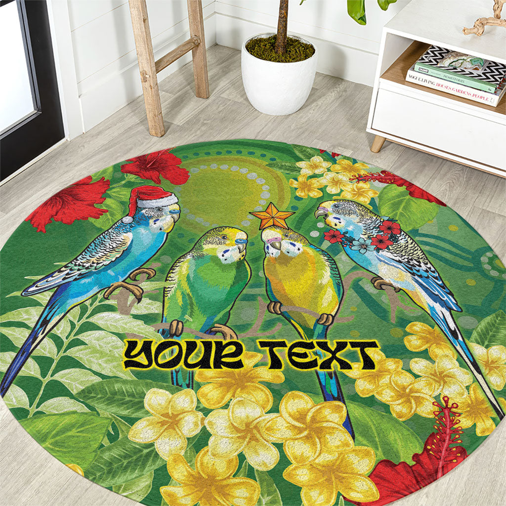 Australia Budgerigars Parakeets Personalised Round Carpet Cute Budgies Santa Tropical Flowers