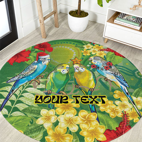 Australia Budgerigars Parakeets Personalised Round Carpet Cute Budgies Santa Tropical Flowers