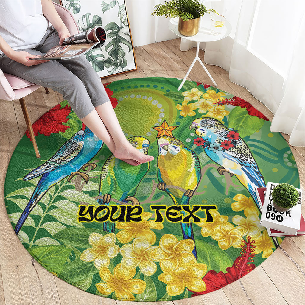 Australia Budgerigars Parakeets Personalised Round Carpet Cute Budgies Santa Tropical Flowers