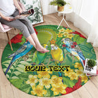 Australia Budgerigars Parakeets Personalised Round Carpet Cute Budgies Santa Tropical Flowers