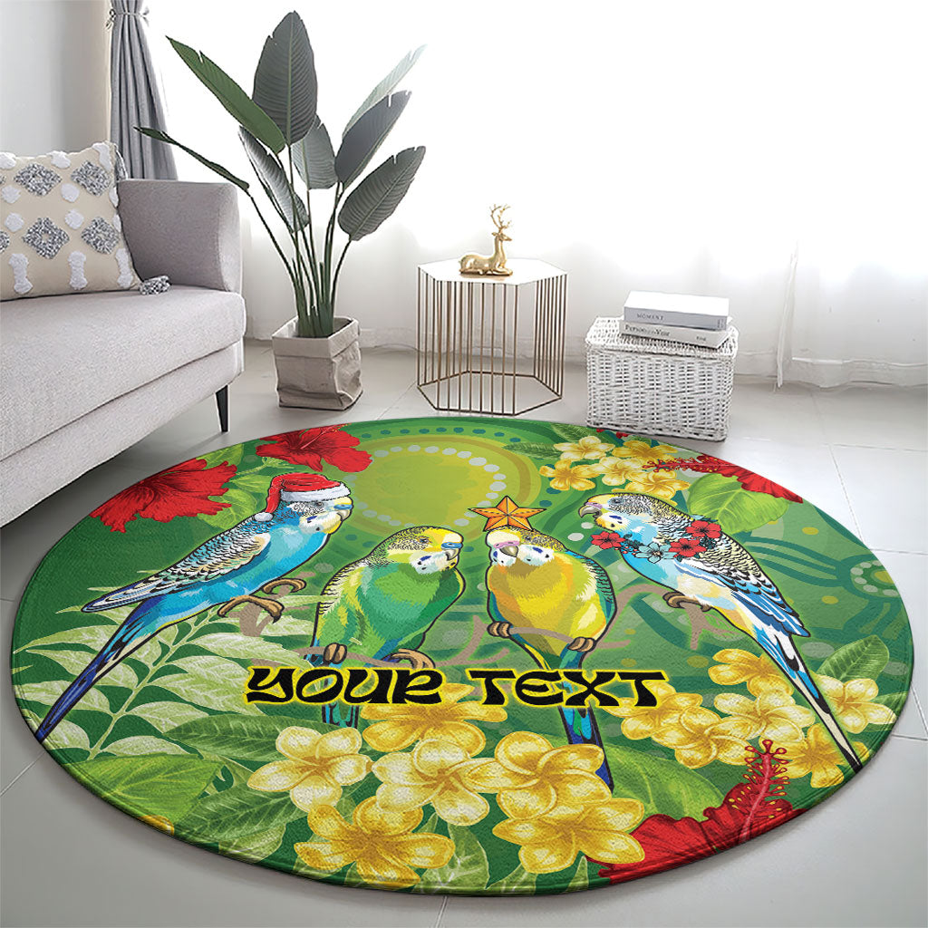 Australia Budgerigars Parakeets Personalised Round Carpet Cute Budgies Santa Tropical Flowers