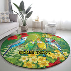 Australia Budgerigars Parakeets Personalised Round Carpet Cute Budgies Santa Tropical Flowers