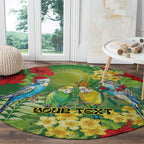 Australia Budgerigars Parakeets Personalised Round Carpet Cute Budgies Santa Tropical Flowers