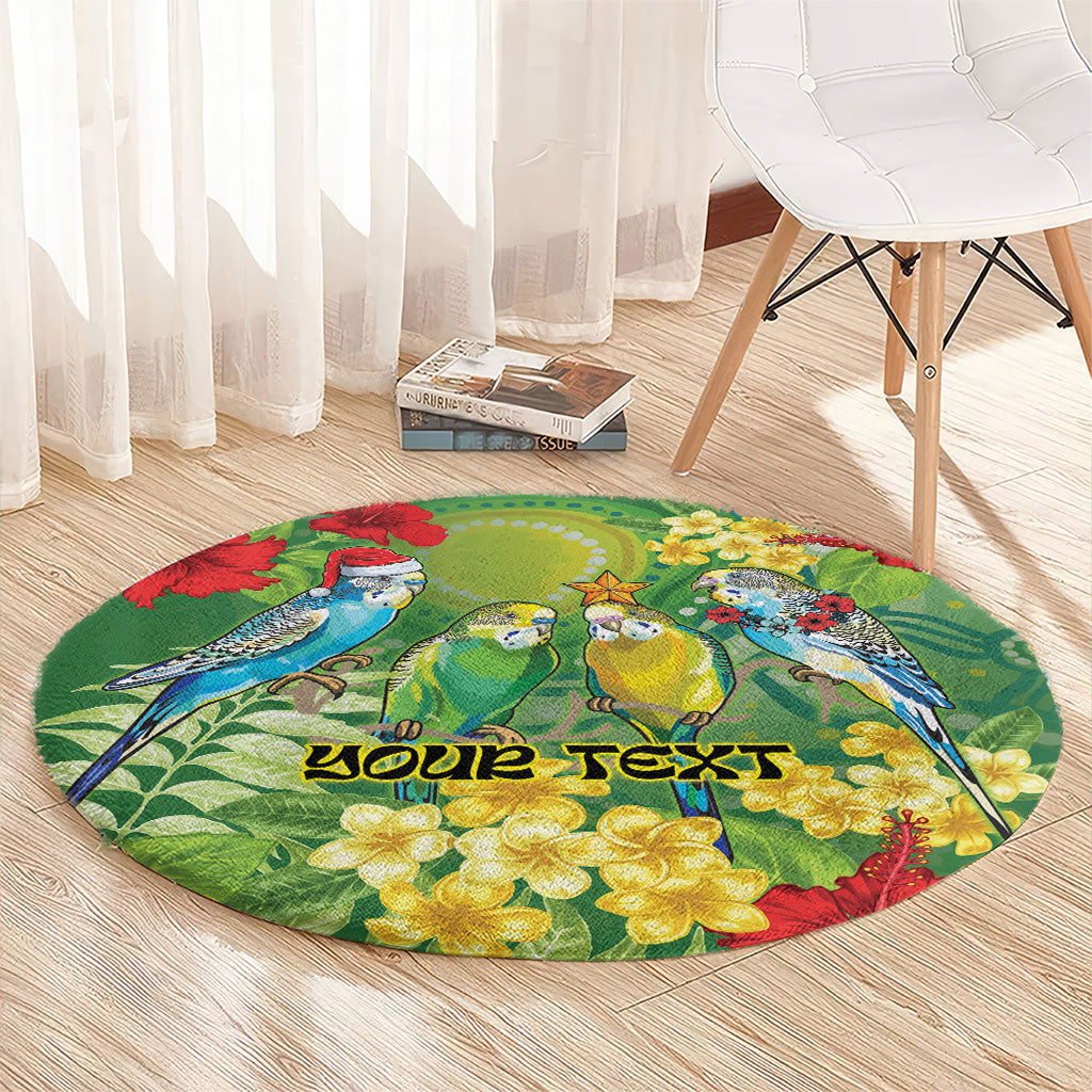 Australia Budgerigars Parakeets Personalised Round Carpet Cute Budgies Santa Tropical Flowers