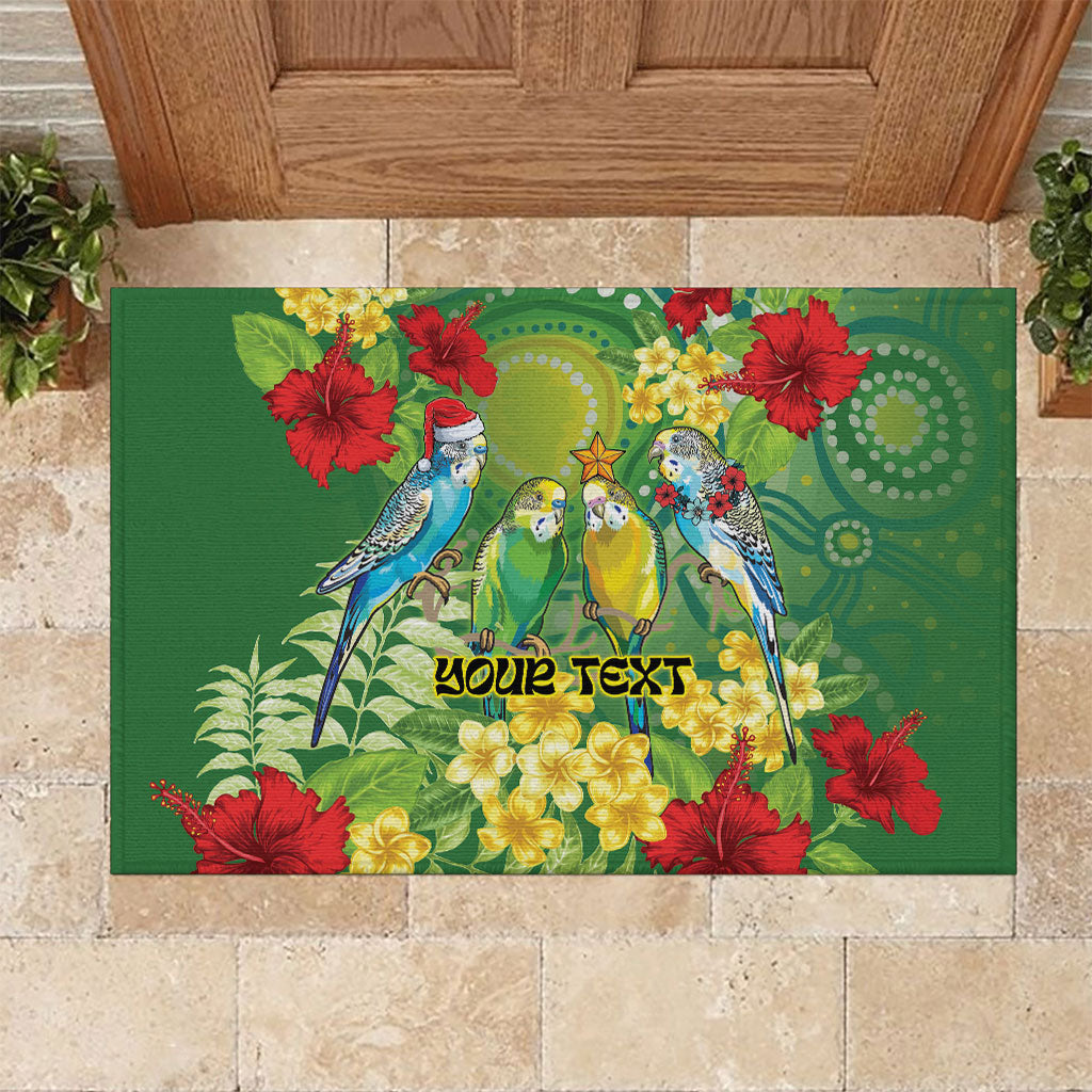 Australia Budgerigars Parakeets Personalised Rubber Doormat Cute Budgies Santa Tropical Flowers