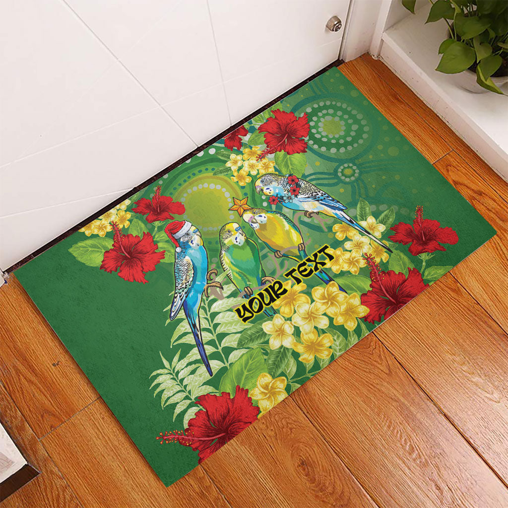 Australia Budgerigars Parakeets Personalised Rubber Doormat Cute Budgies Santa Tropical Flowers