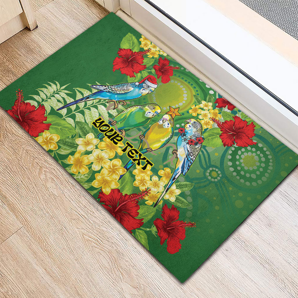 Australia Budgerigars Parakeets Personalised Rubber Doormat Cute Budgies Santa Tropical Flowers
