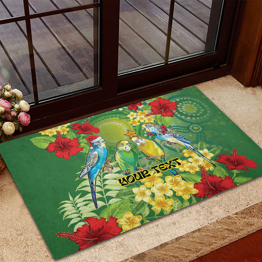 Australia Budgerigars Parakeets Personalised Rubber Doormat Cute Budgies Santa Tropical Flowers