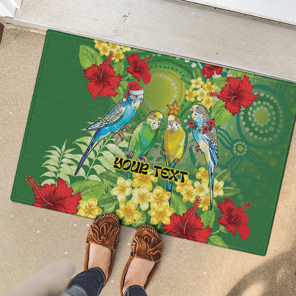 Australia Budgerigars Parakeets Personalised Rubber Doormat Cute Budgies Santa Tropical Flowers