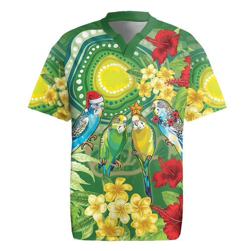 Australia Budgerigars Parakeets Personalised Rugby Jersey Cute Budgies Santa Tropical Flowers