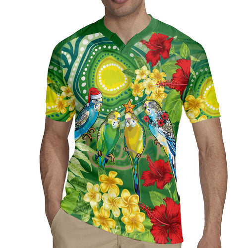 Australia Budgerigars Parakeets Personalised Rugby Jersey Cute Budgies Santa Tropical Flowers