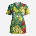 Australia Budgerigars Parakeets Personalised Scrub Top Cute Budgies Santa Tropical Flowers