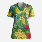 Australia Budgerigars Parakeets Personalised Scrub Top Cute Budgies Santa Tropical Flowers