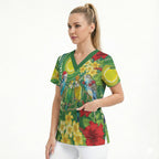 Australia Budgerigars Parakeets Personalised Scrub Top Cute Budgies Santa Tropical Flowers