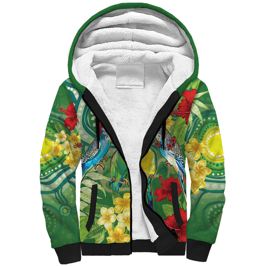 Australia Budgerigars Parakeets Personalised Sherpa Hoodie Cute Budgies Santa Tropical Flowers