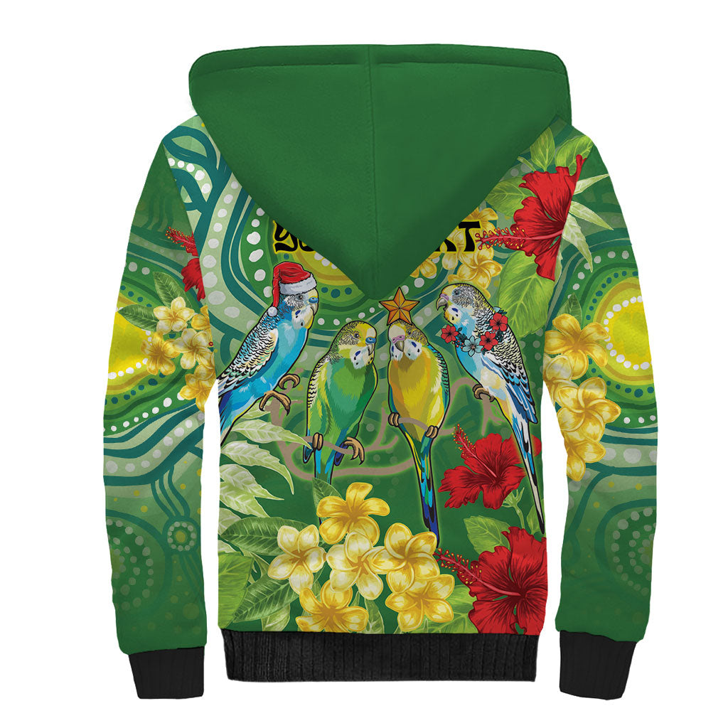 Australia Budgerigars Parakeets Personalised Sherpa Hoodie Cute Budgies Santa Tropical Flowers