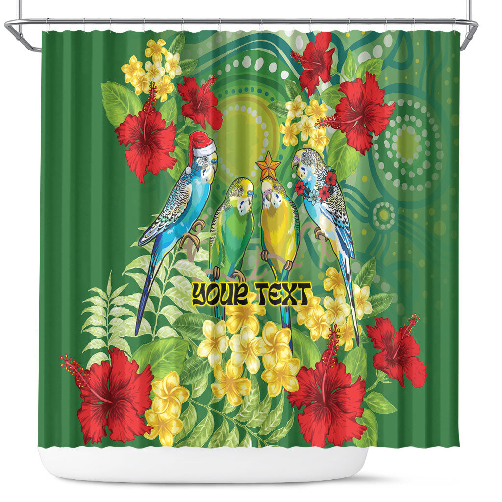 Australia Budgerigars Parakeets Personalised Shower Curtain Cute Budgies Santa Tropical Flowers