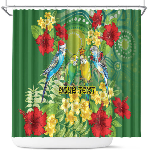 Australia Budgerigars Parakeets Personalised Shower Curtain Cute Budgies Santa Tropical Flowers