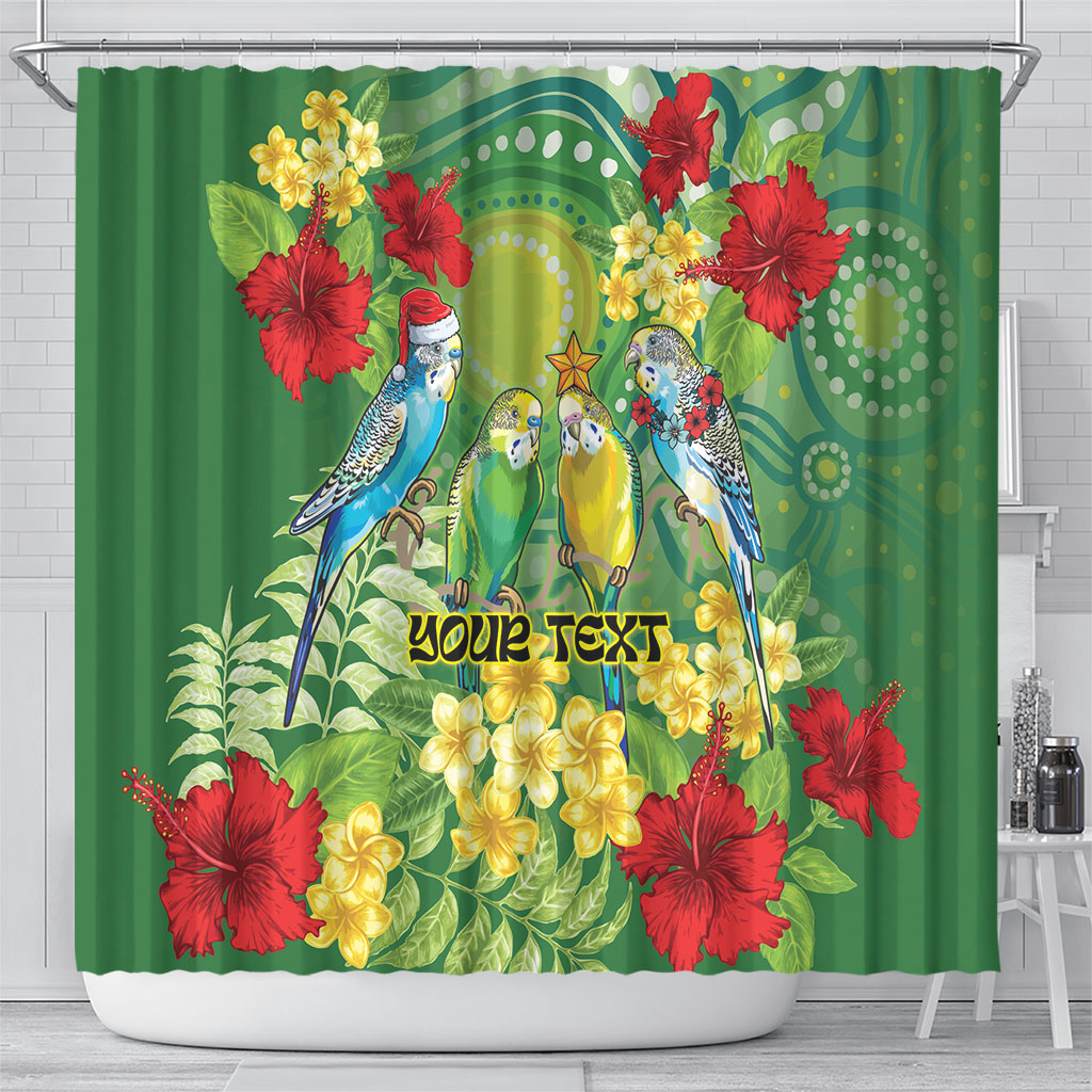 Australia Budgerigars Parakeets Personalised Shower Curtain Cute Budgies Santa Tropical Flowers