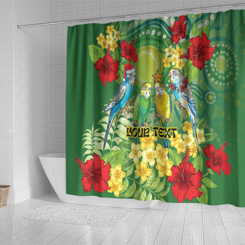 Australia Budgerigars Parakeets Personalised Shower Curtain Cute Budgies Santa Tropical Flowers