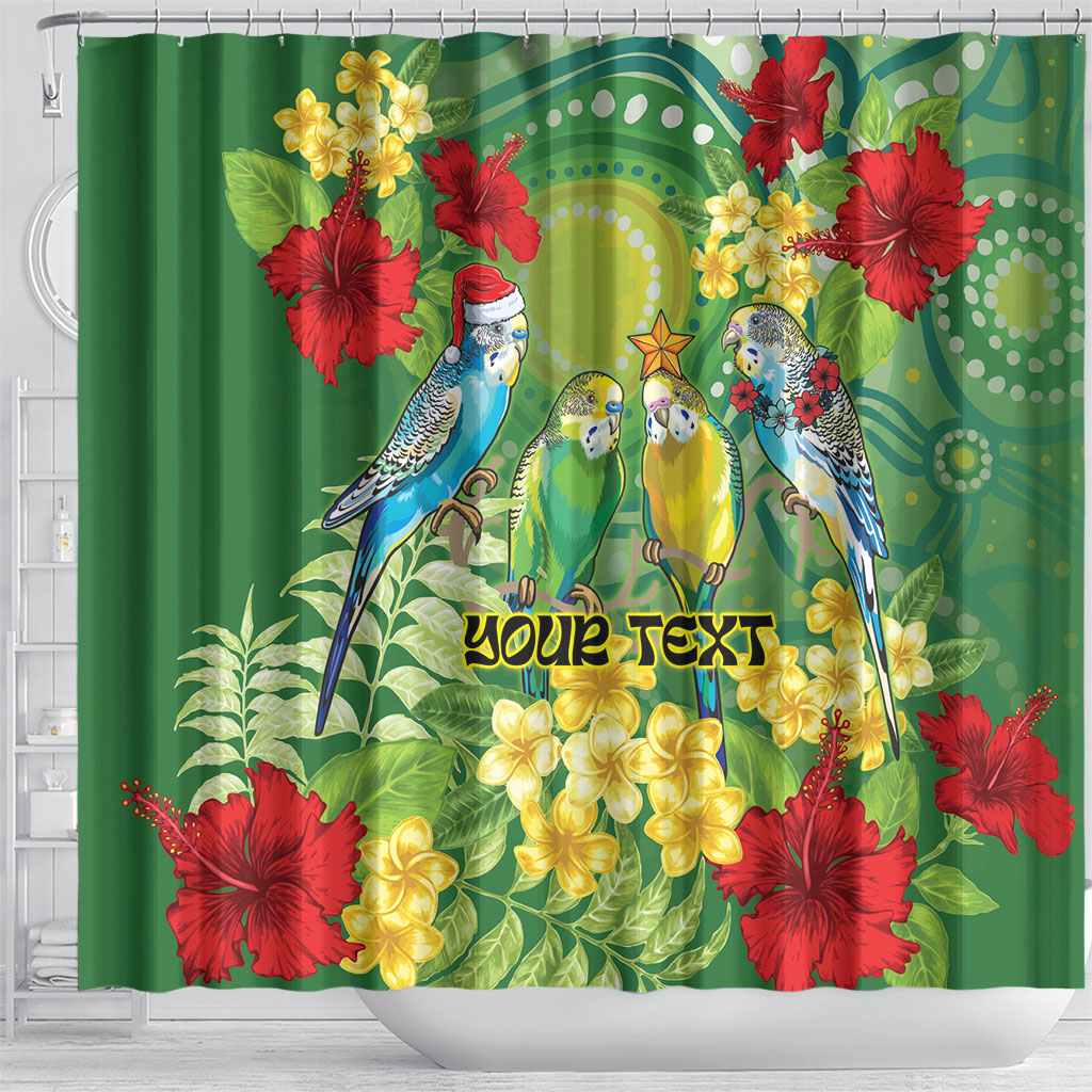 Australia Budgerigars Parakeets Personalised Shower Curtain Cute Budgies Santa Tropical Flowers