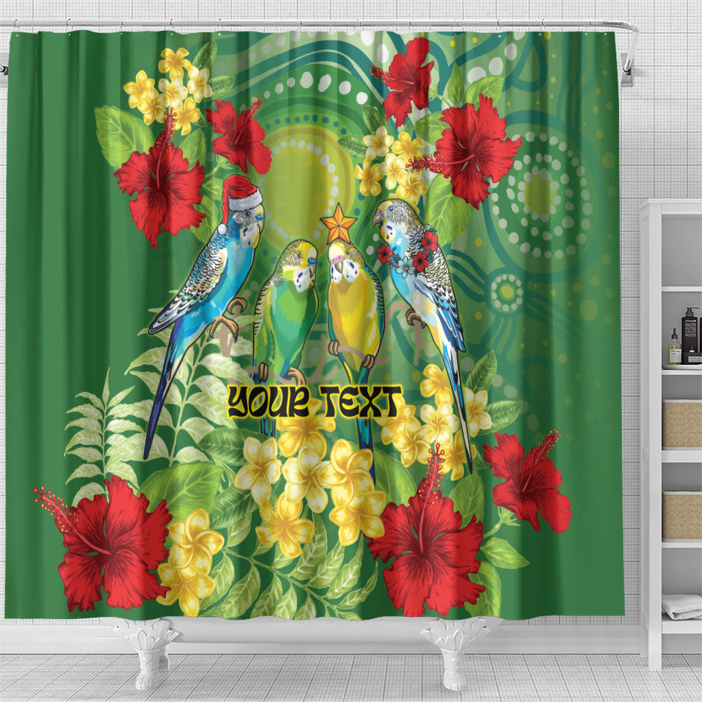 Australia Budgerigars Parakeets Personalised Shower Curtain Cute Budgies Santa Tropical Flowers