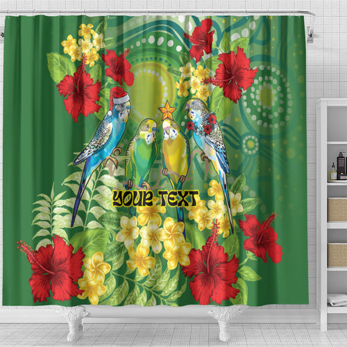 Australia Budgerigars Parakeets Personalised Shower Curtain Cute Budgies Santa Tropical Flowers