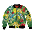 Australia Budgerigars Parakeets Personalised Sleeve Zip Bomber Jacket Cute Budgies Santa Tropical Flowers