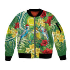 Australia Budgerigars Parakeets Personalised Sleeve Zip Bomber Jacket Cute Budgies Santa Tropical Flowers