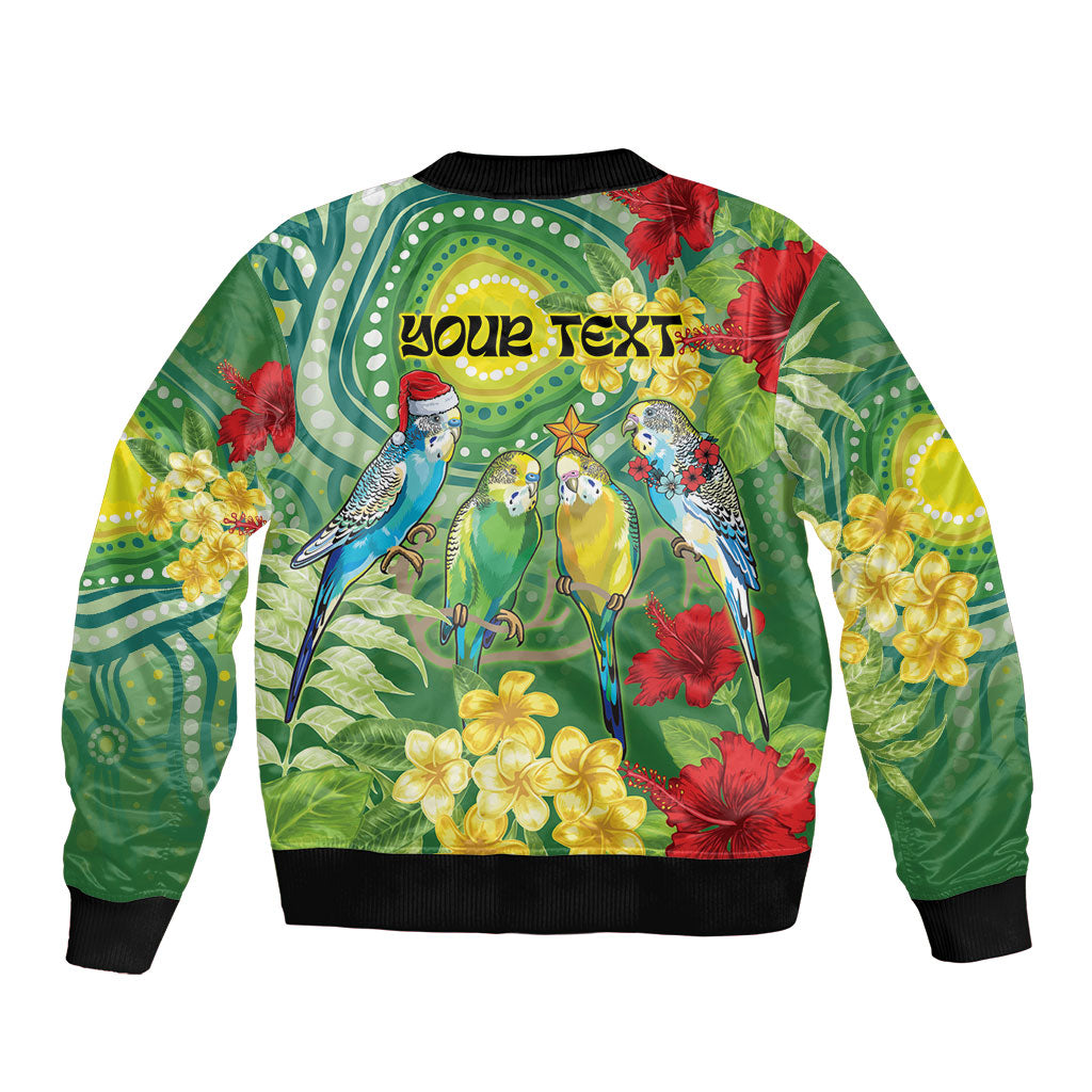 Australia Budgerigars Parakeets Personalised Sleeve Zip Bomber Jacket Cute Budgies Santa Tropical Flowers