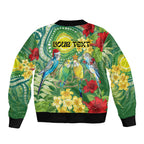 Australia Budgerigars Parakeets Personalised Sleeve Zip Bomber Jacket Cute Budgies Santa Tropical Flowers