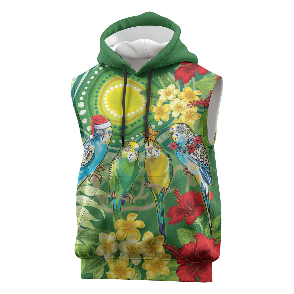 Australia Budgerigars Parakeets Personalised Sleeveless Hoodie Cute Budgies Santa Tropical Flowers
