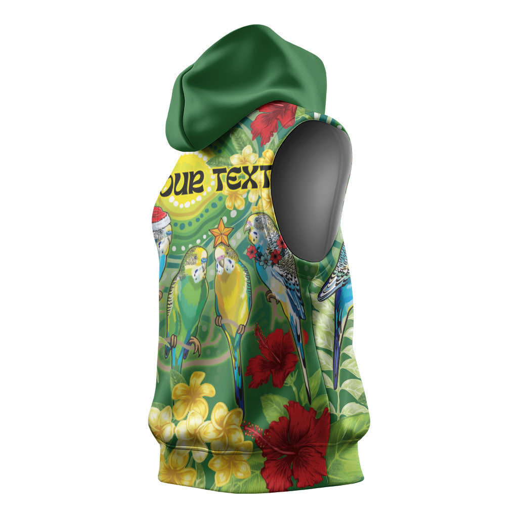 Australia Budgerigars Parakeets Personalised Sleeveless Hoodie Cute Budgies Santa Tropical Flowers