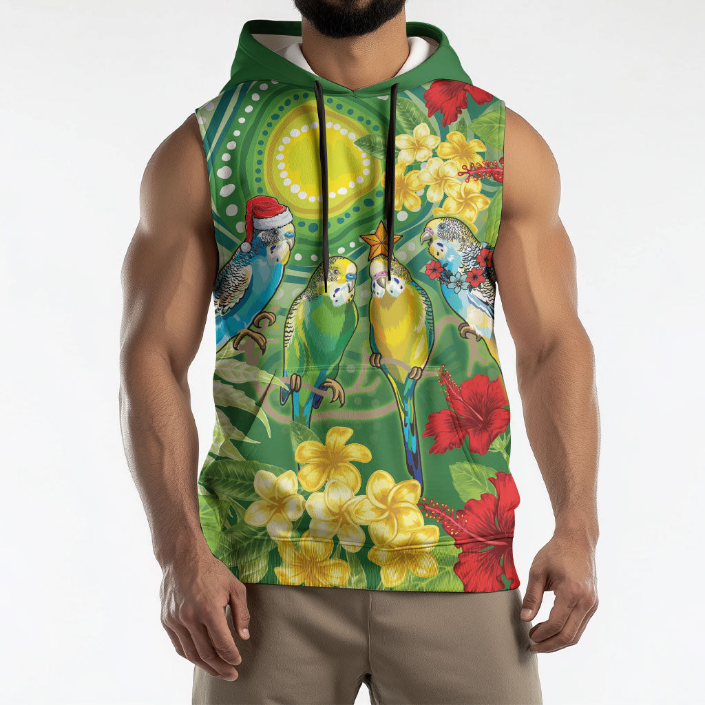 Australia Budgerigars Parakeets Personalised Sleeveless Hoodie Cute Budgies Santa Tropical Flowers