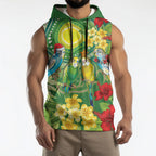 Australia Budgerigars Parakeets Personalised Sleeveless Hoodie Cute Budgies Santa Tropical Flowers